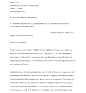 MODÈLE DE LETTRE MOTIVATION POUR BOURSES D'EXCELLENCE AU CANADA – ENLOJA